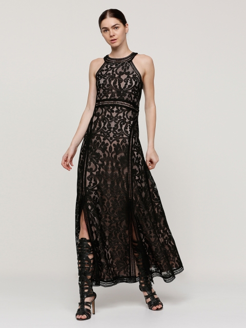 

Splash Women Black Self-Design Maxi Dress