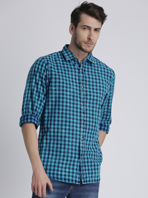 

Splash Men Blue Comfort Slim Fit Checked Casual Shirt