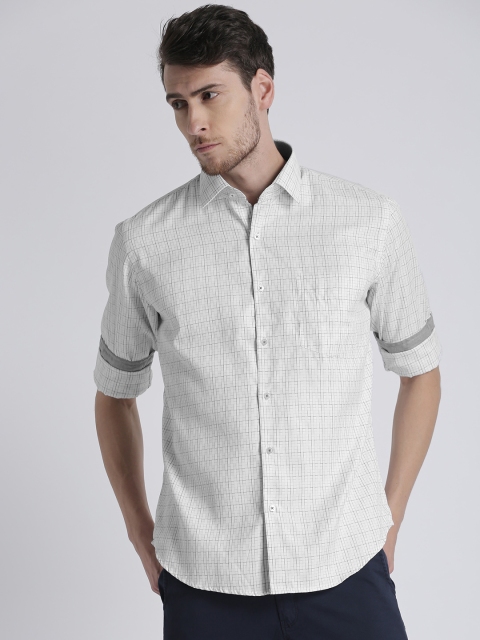 

Splash Men White Comfort Skinny Fit Checked Casual Shirt
