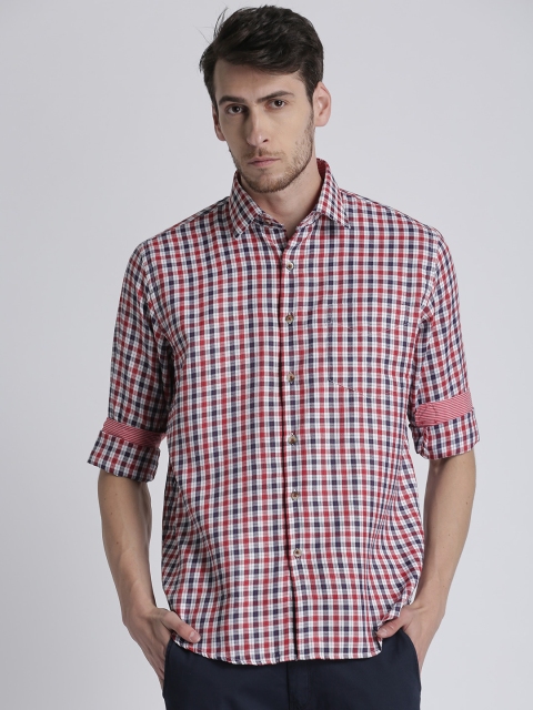 

Splash Men White & Red Regular Fit Checked Semiformal Shirt
