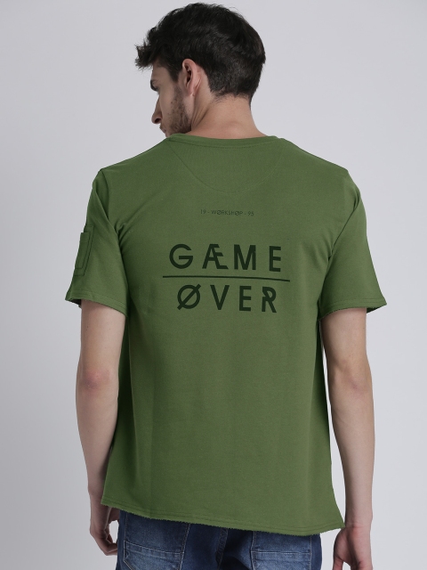 

Splash Men Green Printed Round Neck T-shirt
