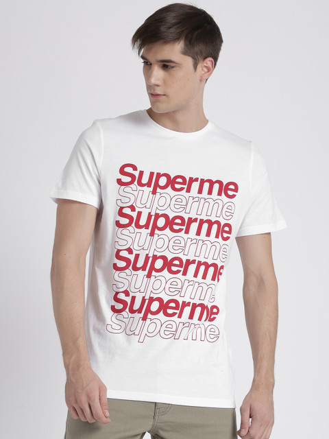 

Splash Men White Printed Round Neck T-shirt
