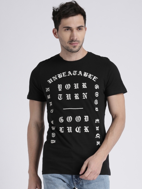 

Splash Men Black Printed Round Neck T-shirt