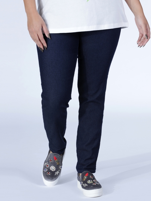 

Splash Women Navy Dianne Skinny Fit Mid-Rise Clean Look Stretchable Jeans, Navy blue