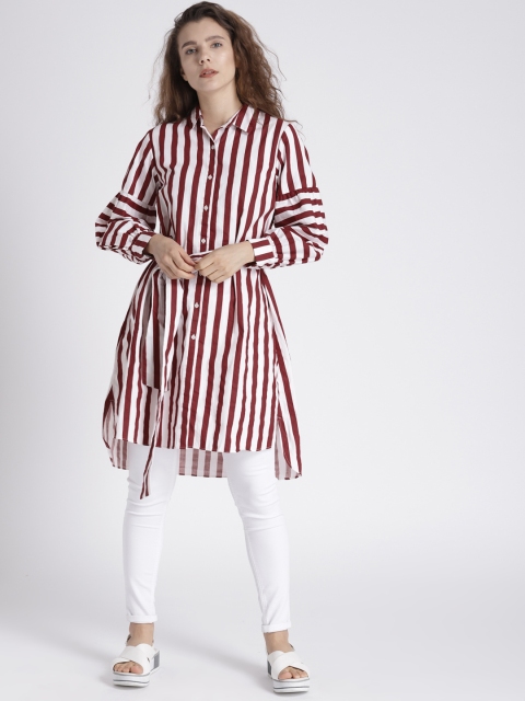 

Splash Women Red & White Striped Shirt Style Top