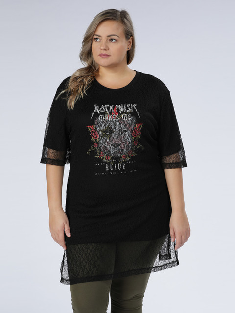 

Splash Women Black Self-Design Longline Top