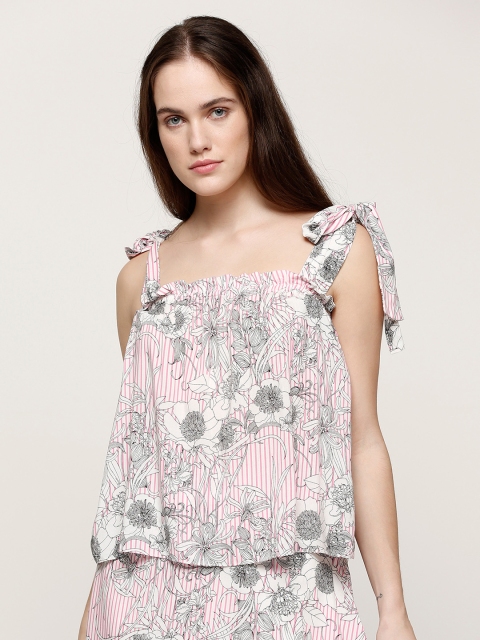 

Splash Women White & Black Printed A-Line Top