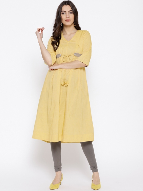 

ANAN Women Yellow Solid A-Line Kurta
