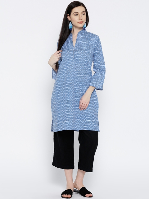 

ANAN Blue & White Chevron Print Tunic