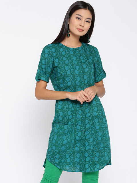 

ANAN Green & Blue Printed A-Line Tunic
