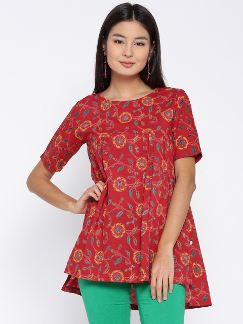 

ANAN Red & Yellow Printed A-Line Tunic