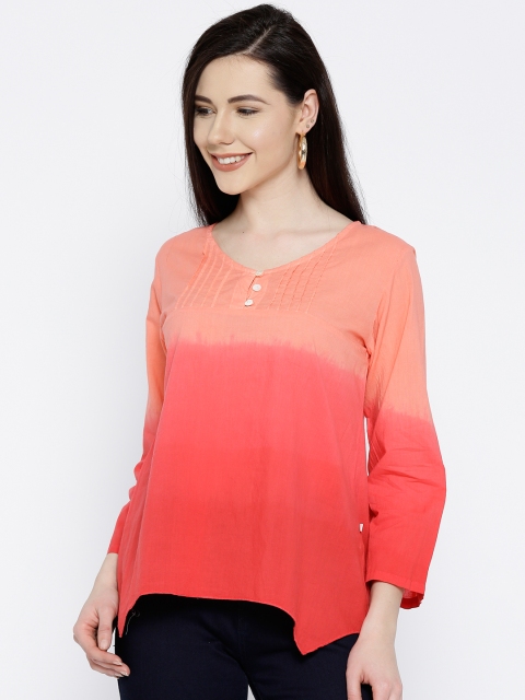 

ANAN Women Orange & Red Ombre Dyed Top
