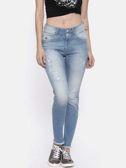 

U.S. Polo Assn. Women Blue Skinny Fit High-Rise Mildly Distressed Stretchable Jeans