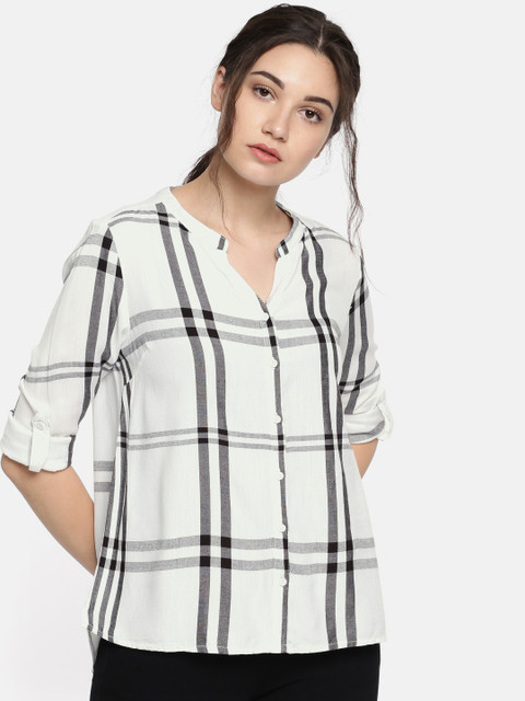 

U.S. Polo Assn. Women Black Checked Shirt Style Top