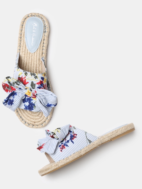 

Mast & Harbour Women Blue Printed Synthetic Flats