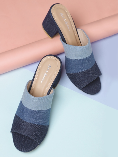 

Mast & Harbour Women Blue Striped Mules