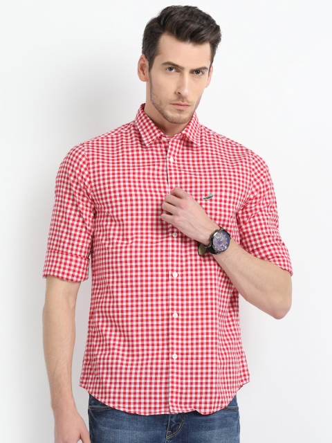 

Crocodile Men Red & White Slim Fit Checked Casual Shirt