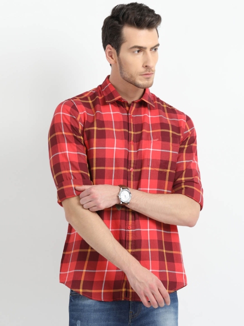 

Crocodile Men Red & Maroon Slim Fit Checked Casual Shirt