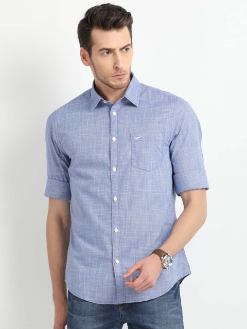 

Crocodile Men Blue Slim Fit Solid Casual Shirt