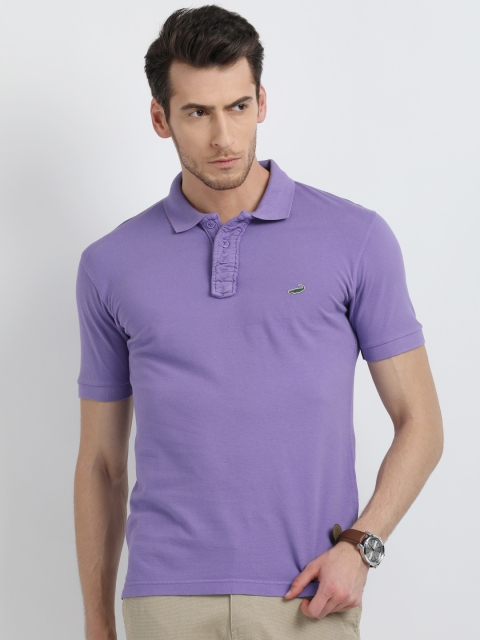 

Crocodile Men Purple Solid Polo Collar T-shirt