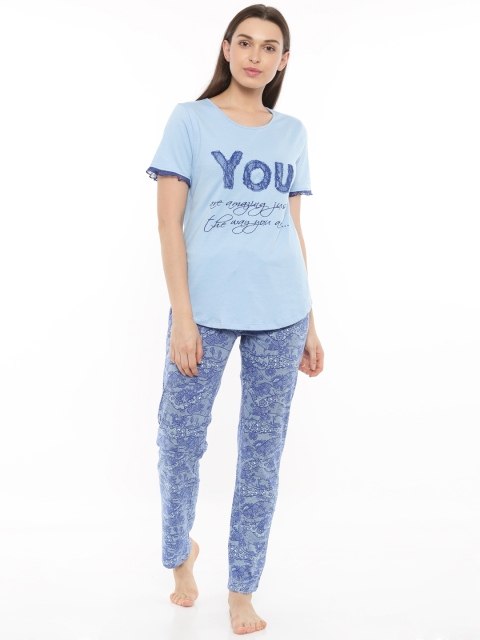

Mystere Paris Blue Printed Lounge Set