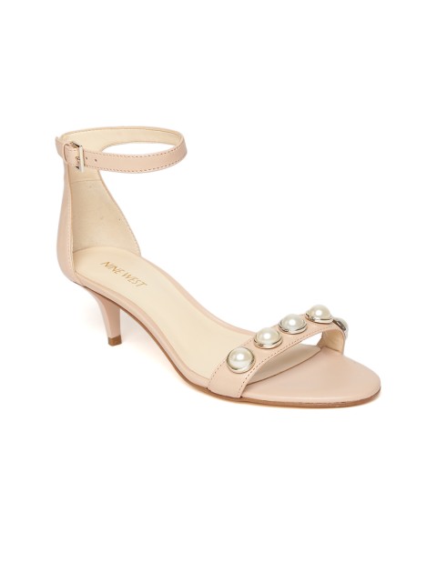 

Nine West Women Peach-Coloured Solid Leather Sandals