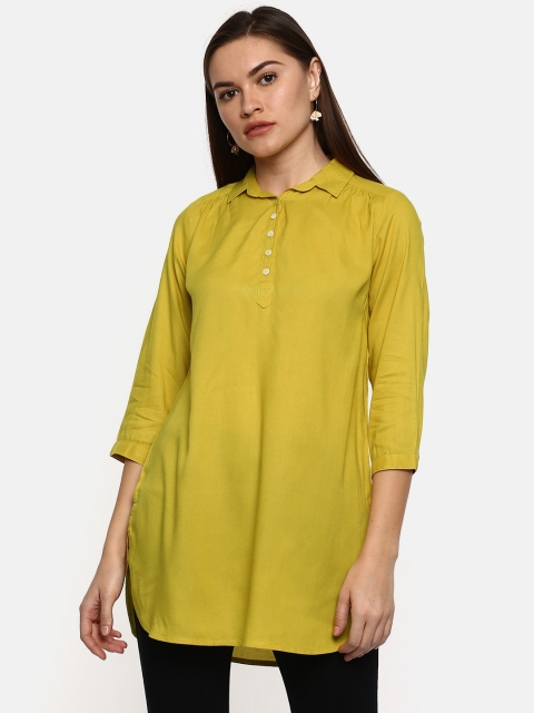 

People Mustard Yellow Solid Tunic