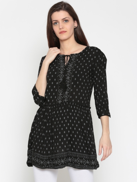 

People Black Printed Tunic