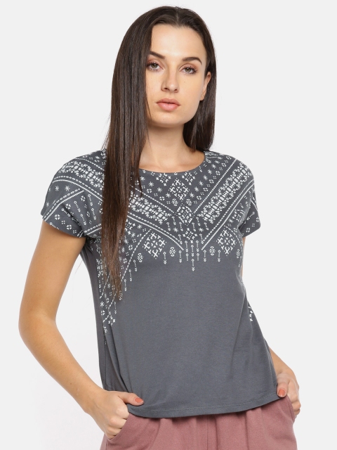

People Women Grey Printed Top