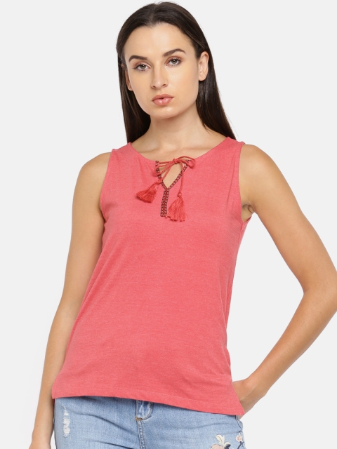 

People Women Rust Pink Solid Top