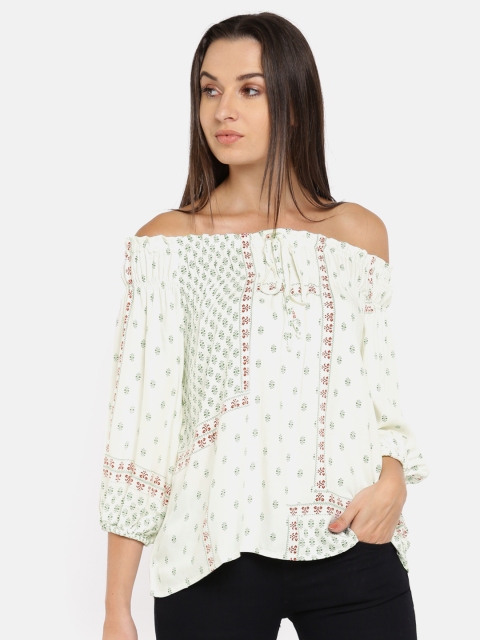 

People Women Off-White Printed Bardot Top