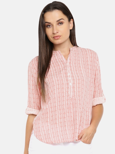 

People Women Pink Printed Shirt Style Top