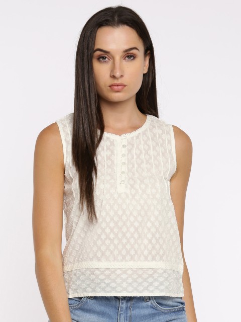 

People Women Off-White Self Design Top