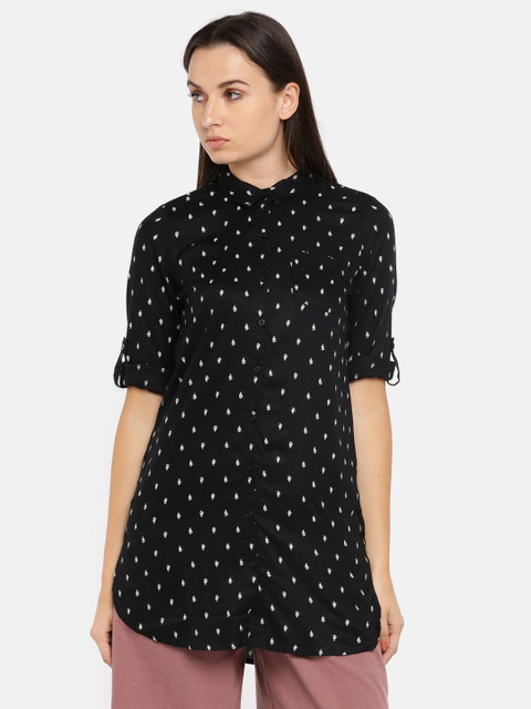 

People Women Black Regular Fit Printed Casual Shirt