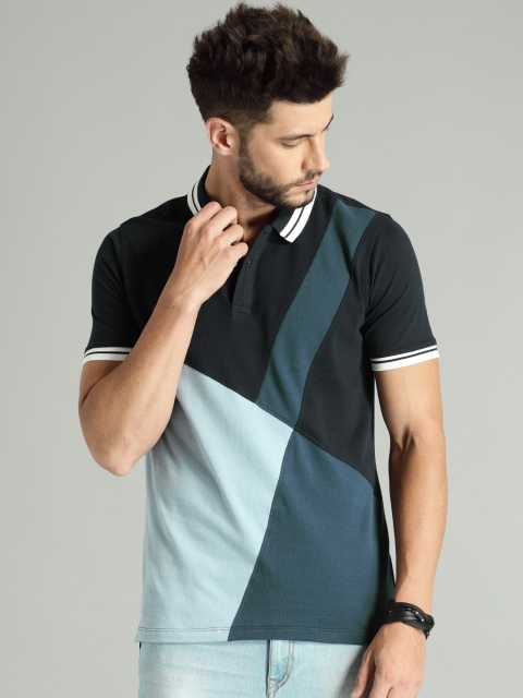 

Roadster Men Navy Blue Polo Collar T-shirt
