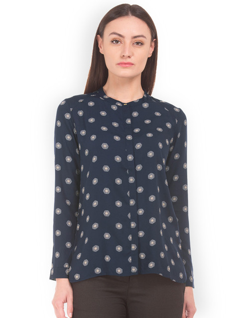 

Arrow Woman Women Navy Blue Original Regular Fit Printed Casual Shirt