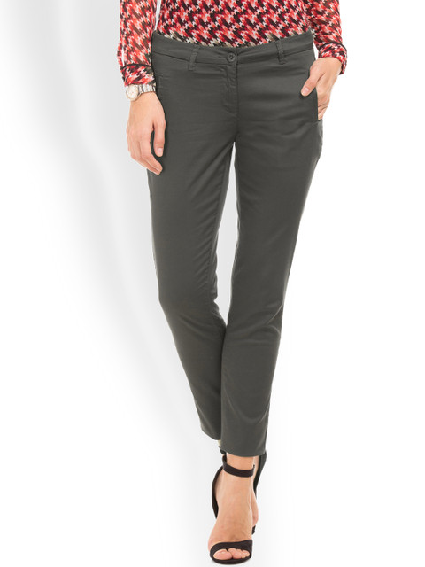 

Arrow Woman Charcoal Grey Slim Fit Solid Regular Trousers