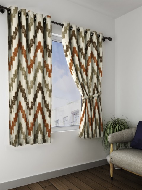 

Story@home Brown & Off-White Set of Single Window Curtains
