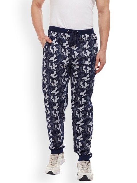 

Vimal Navy Blue and White Self-Design Joggers