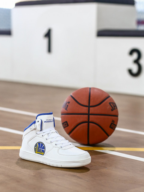 

NBA Warriors Men White High-Top Sneakers