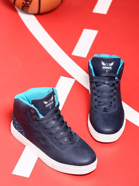 

NBA Charlotte Hornets Men Navy Mid-Top Sneakers, Navy blue