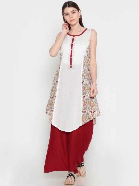 

Karigari Women Off-White Printed Straight Kurta
