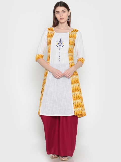 

Karigari Women White Printed A-Line Kurta