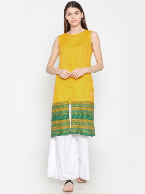 

Karigari Women Yellow Solid Straight Kurta