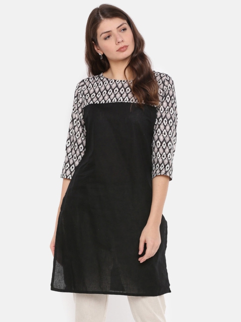 

Karigari Women Black Yoke Design Straight Kurta