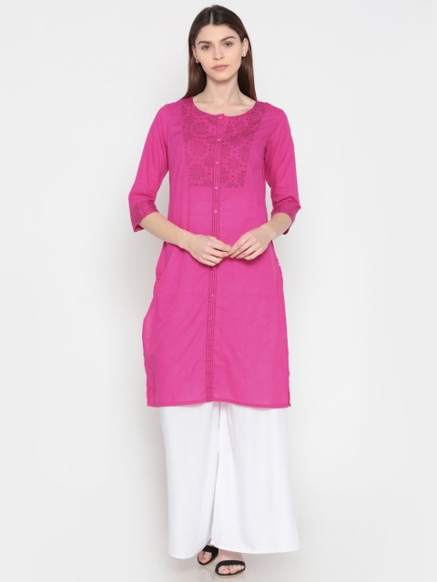 

Karigari Women Pink Yoke Design A-Line Kurta