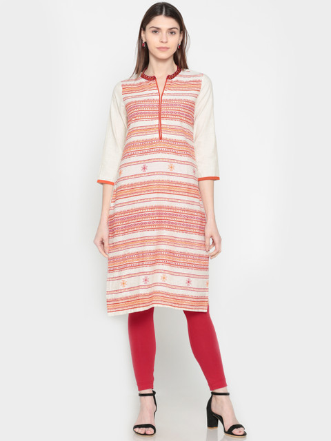 

Karigari Women Off-White Printed A-Line Kurta