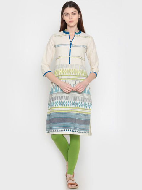 

Karigari Women Off-White Printed A-Line Kurta