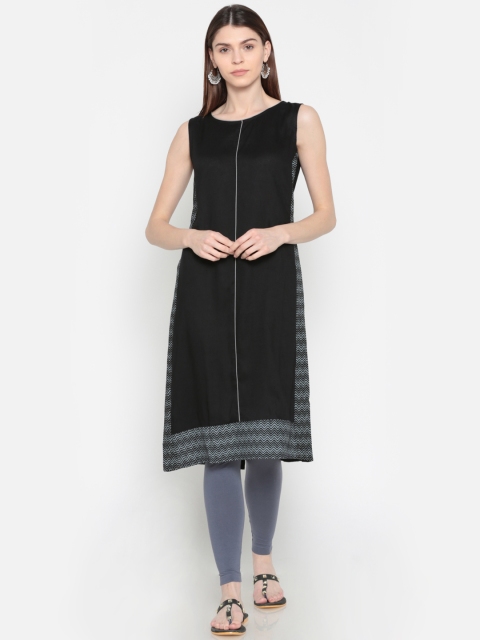 

Karigari Women Black Printed A-Line Kurta