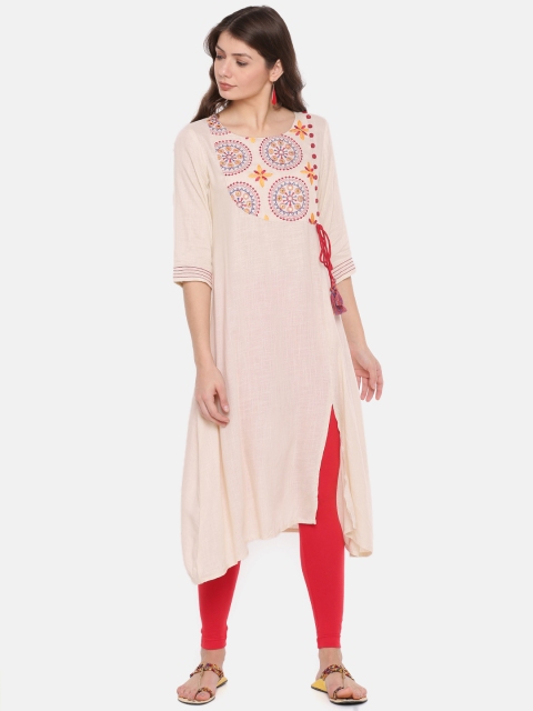 

Anahi Women Off-White Embroidered A-Line Kurta